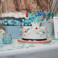Gyufise 1Pc Summer Happy Birthday Cake Topper Blue Glitter Summer Pool Swimming Surfing Cake Decoration For Summer Holiday Beach