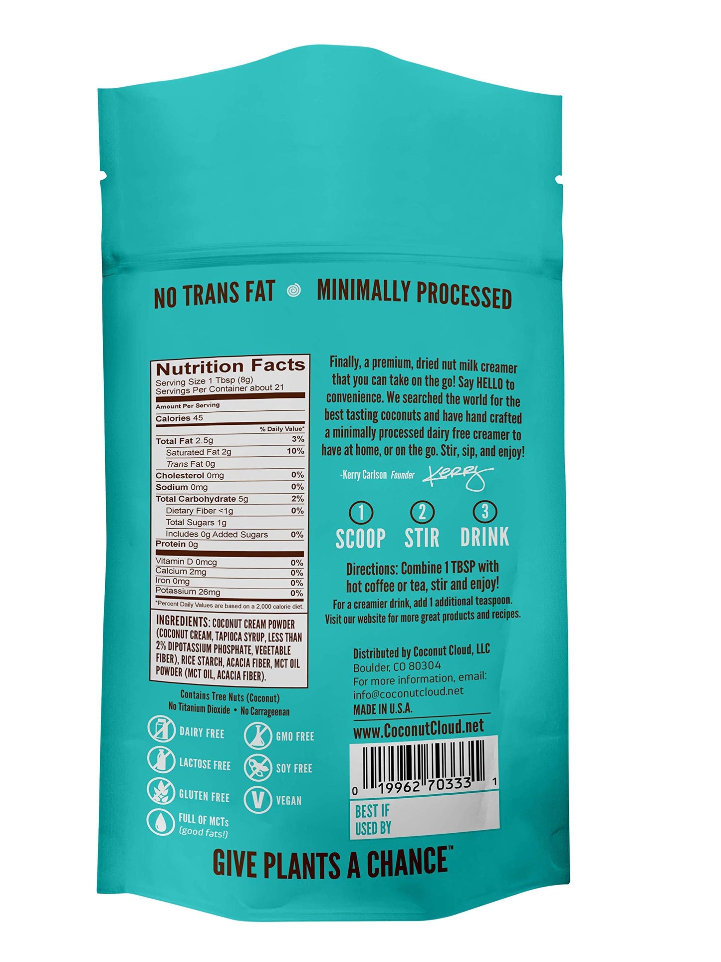 Coconut Cloud: Plant Based Dairy Free Coffee Creamer | Keto Friendly, Unsweetened Coconut Milk Powder | Low Sugar, Dairy Free, N