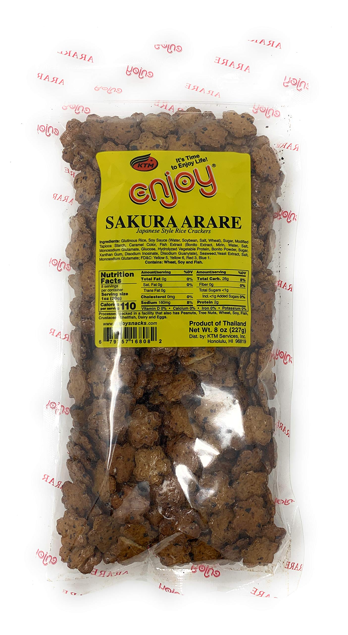 Enjoy Arare Japanese Rice Cracker Bundle - Premium Mixed Flavors, Jumbo Hot Kakinotane, 8 Ounce (Pack of 3)