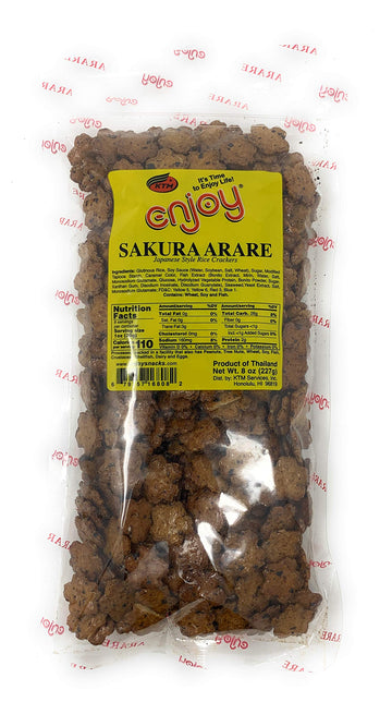 Enjoy Arare Japanese Rice Cracker Bundle - Premium Mixed Flavors, Jumbo Hot Kakinotane, 8 Ounce (Pack of 3)