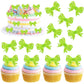 YCTHUNFISH 30 Pack Pink Bow Cupcake Toppers - Bowknot Paper Picks for Wedding, Bridal Shower, Birthday Party, Green