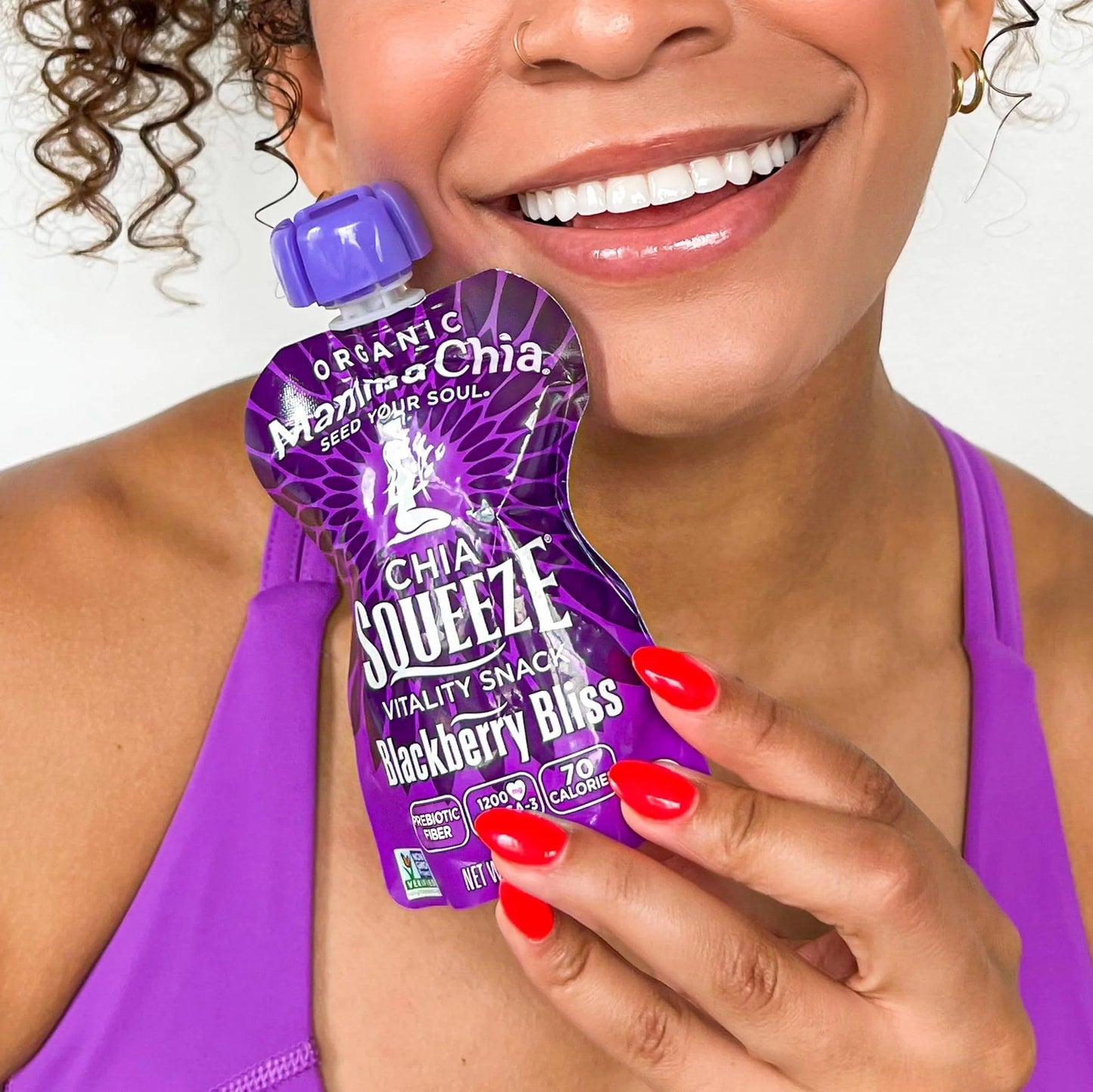 Mammachia Chia Squeeze Blackberry Bliss Vitality Snack, Vegan Friendly, Kosher, USDA Certified Organic, Gluten Free & Non-GMO, 3