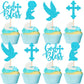 ZHUOWEISM Cupcake Toppers 24 PCS Glitter Dove Baptism Theme Small Design 3 Blue