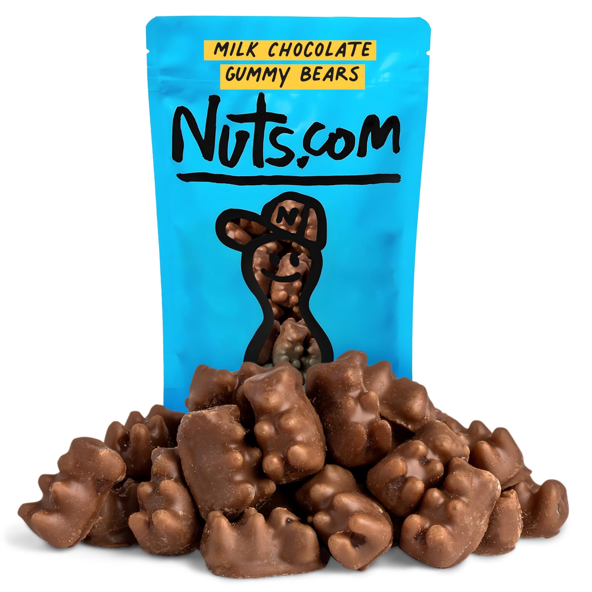 Nuts.com Milk Chocolate Gummy Bears - 2 Pound Bag, Tasty Snack for All Ages, Perfect for Parties and Home Snacking