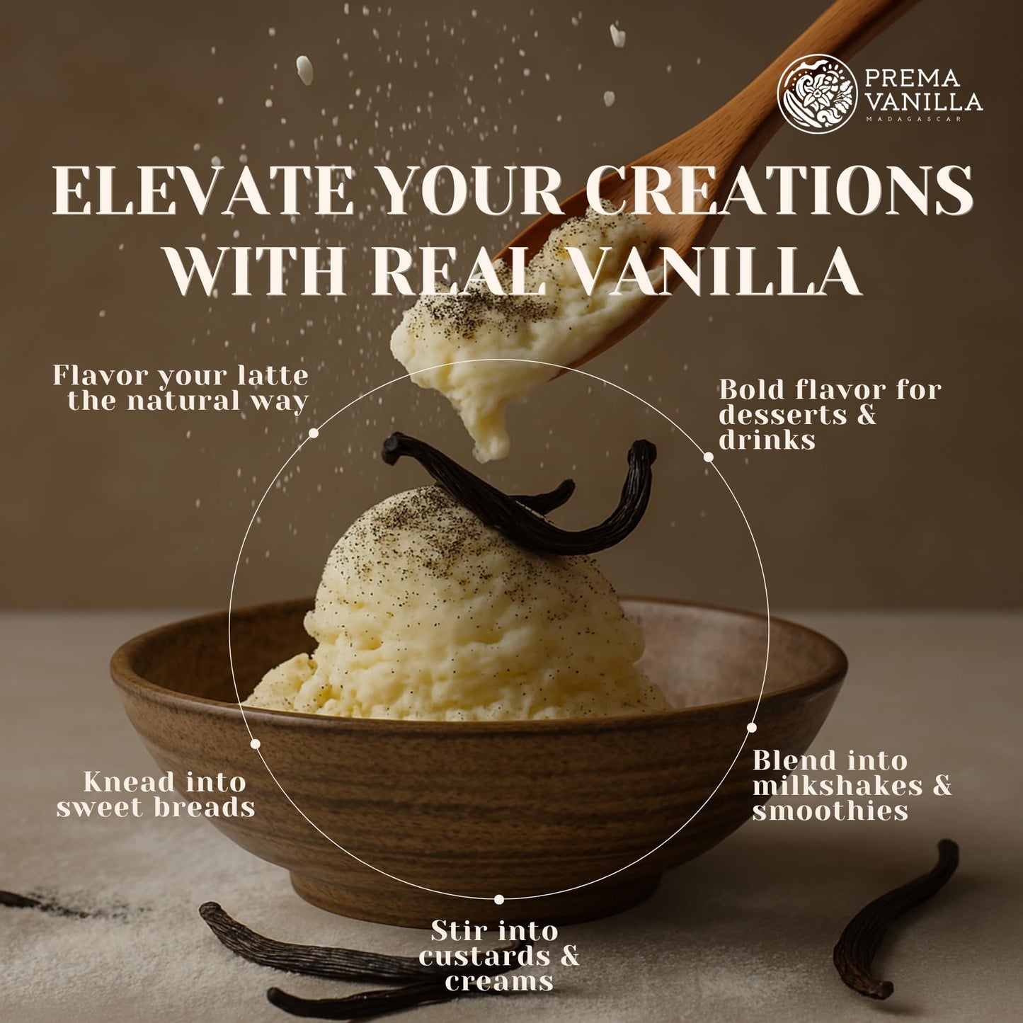 Prema Vanilla Madagascar Vanilla Beans, Grade A Spirit-Inspired Flavor Pods For Making Vanilla Extract, Good For Cooking And Baking, Pack Of 1 Beans Plus 2 Gift Bean