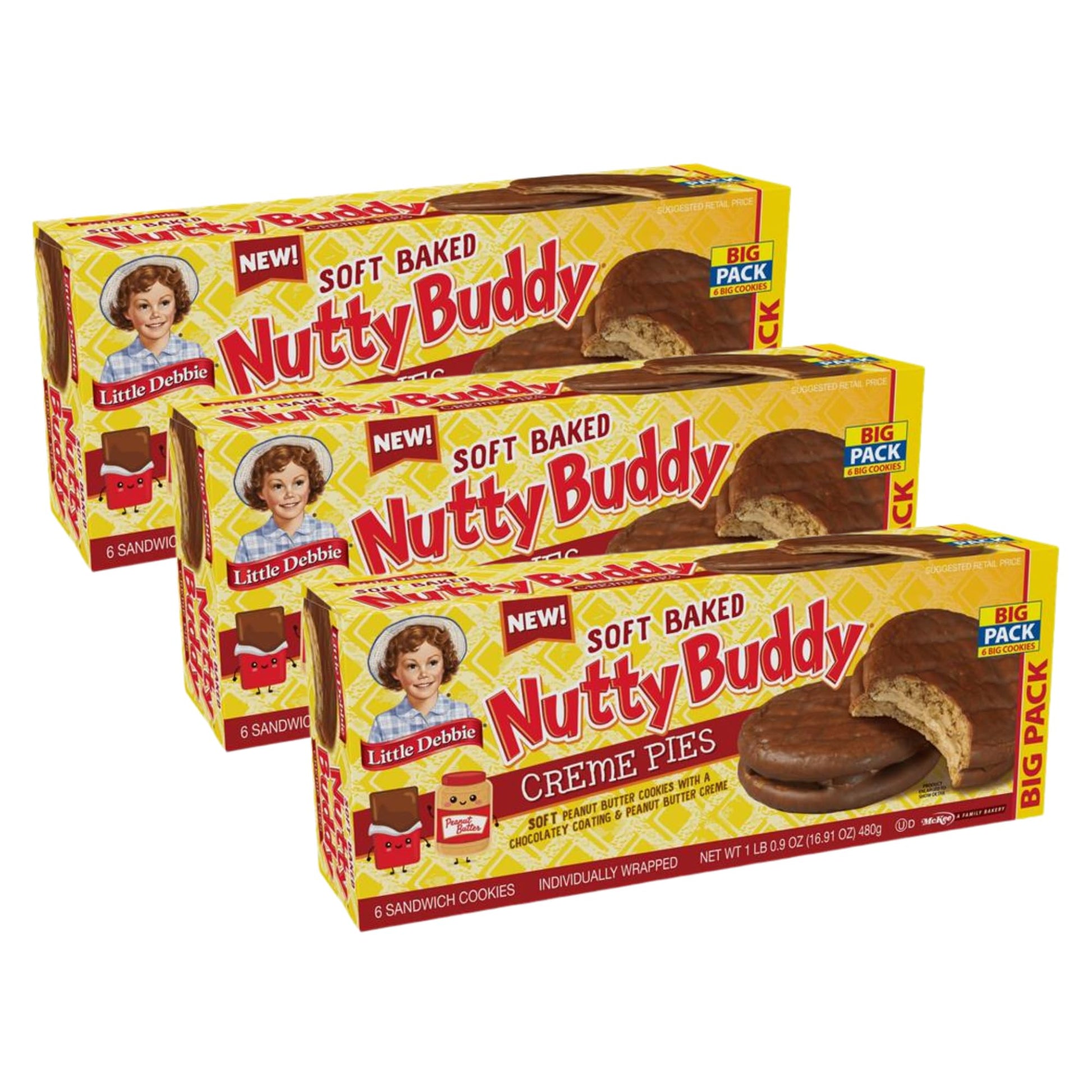 Little Debbie Big Pack Soft Baked Nutty Buddy Creme Pies, 3 Boxes