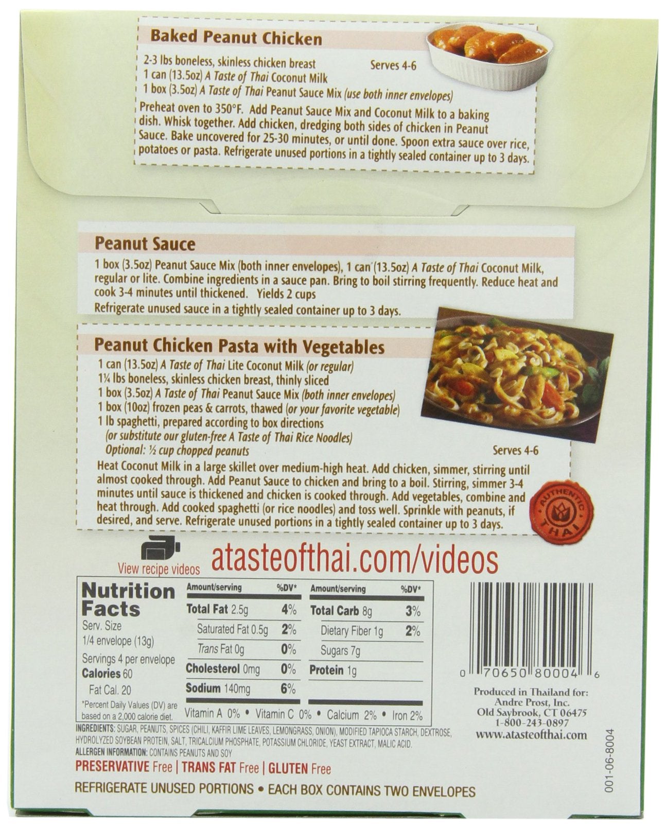 A Taste of Thai Peanut Sauce Mix Packets - 3.5 oz - 12 pk