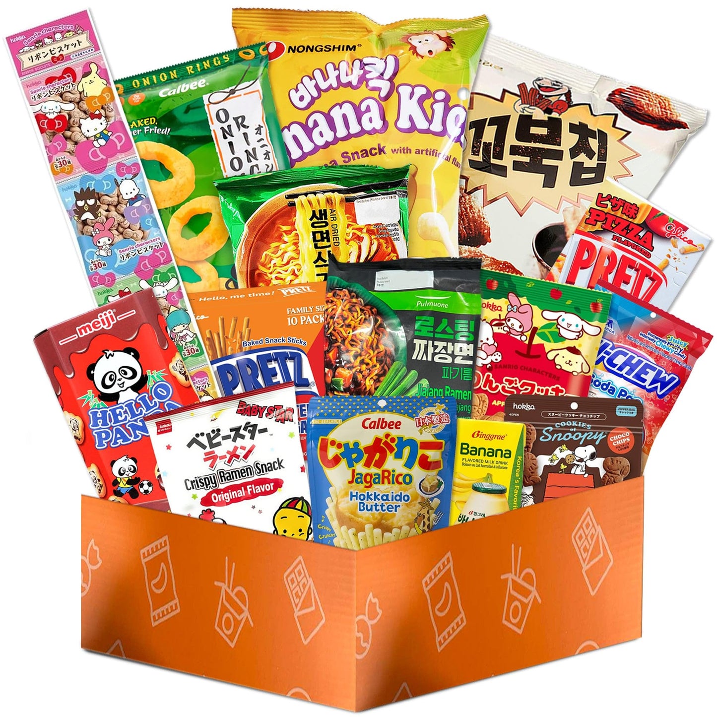 K-Munchies Asian Snacks Box - Variety Pack with Chips, Candy, Ramen - Family Treats with Free Chopsticks
