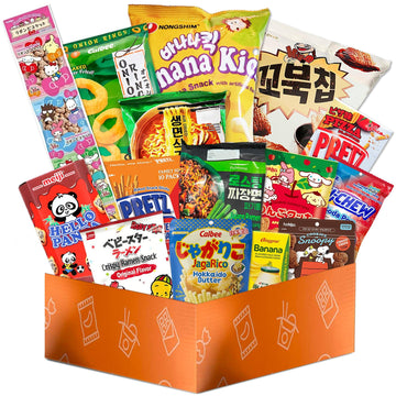 K-Munchies Asian Snacks Box - Variety Pack with Chips, Candy, Ramen - Family Treats with Free Chopsticks