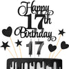 Lecferrarc 17th Birthday Cake Decorations, 17th Birthday Candles Cake Numeral Candles and Glitter Happy 17th Birthday Cake Toppe