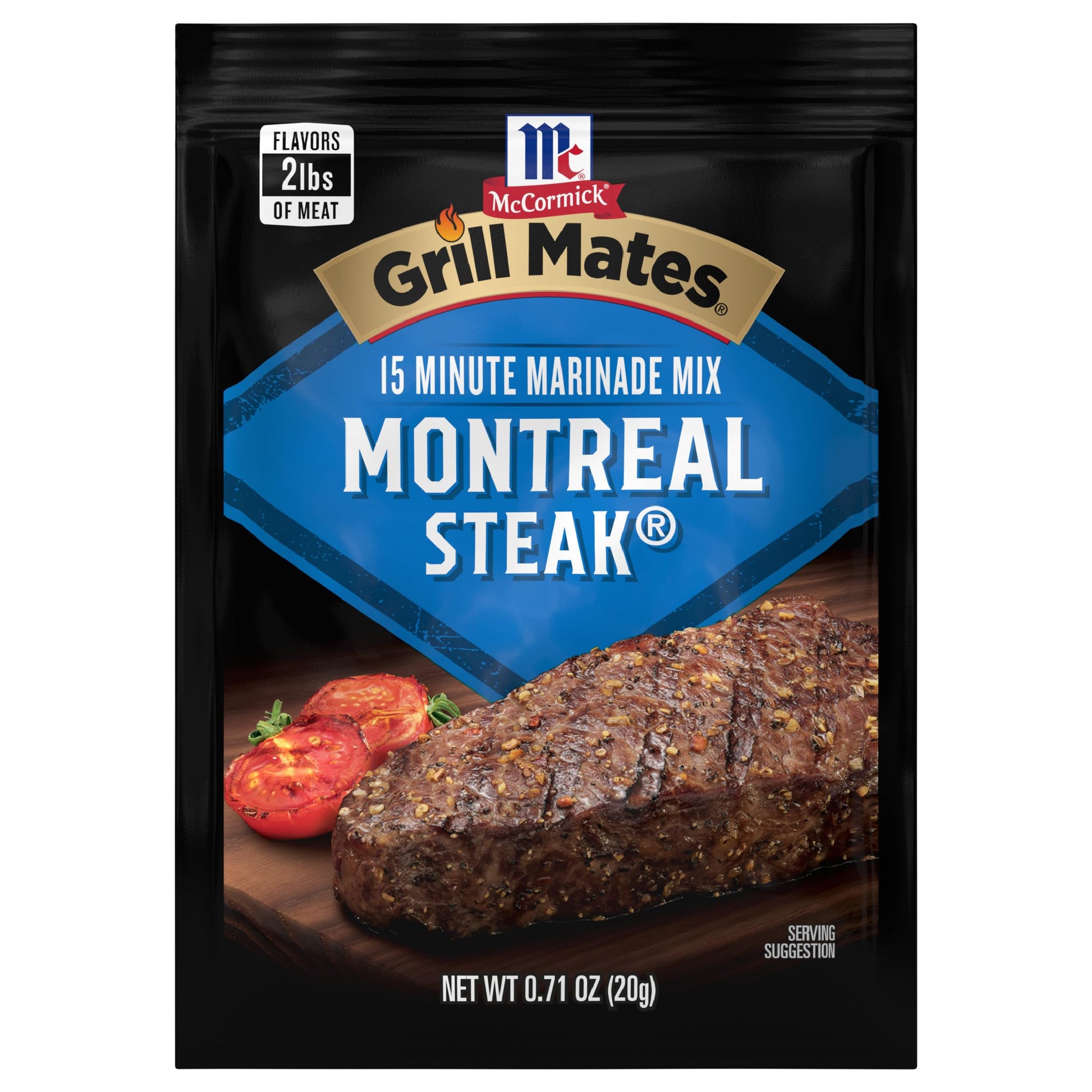 McCormick Grill Mates Montreal Steak Marinade Mix, 0.71 oz, Ideal for Grilling and Marinating, Pack of 1