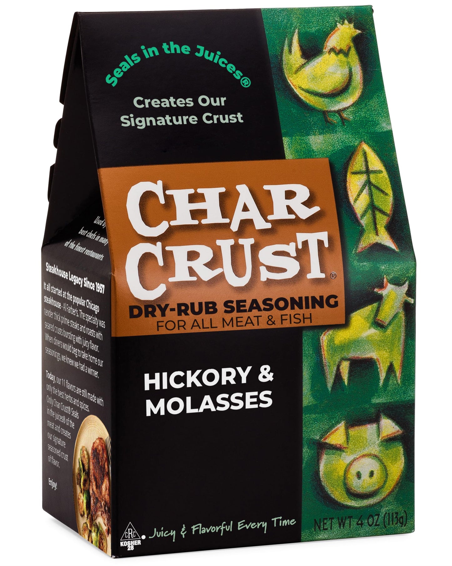 Char Crust Dry-Rub Seasoning, Hickory & Mollasses, 4-Ounce (Pack of 6)