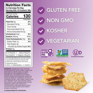 Milton'S Craft Bakers Gluten Free Multi-Grain Crackers - Baked Multigrain Crackers, Non-Gmo Project Verified, Kosher, Certified