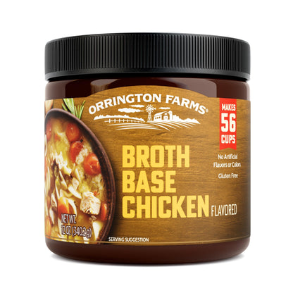 Orrington Farms Chicken Flavored Broth Base, Granulated Chicken Flavored Bouillon, Versatile Usage, Season-To-Taste, Easy-To-Sto