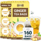 LeafLea Ginger Tea Bags, Pure Herbal Tea, Caffeine Free, Sugar Free, 160 Bags (Pack of 4)