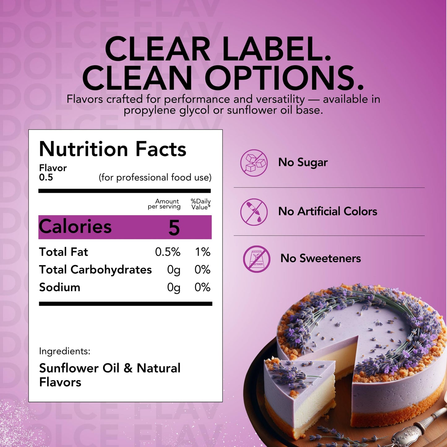 Dolce Flav Lavender Extract - Oil-Soluble, Sugar-Free, 8 Oz. Concentrated Floral Flavoring for Baking & Desserts