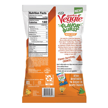 Sensible Portions Garden Veggie Flavor Burst Tortilla Chips, Nacho, 6 Oz (Pack Of 6)