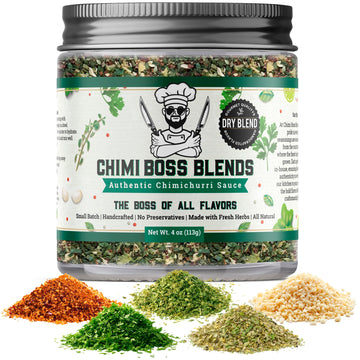 Chimi Boss Blends Chimichurri Original Dry Seasoning, 4 oz - Argentinian Herb & Garlic Rub with Parsley & Chili Flakes - All Nat