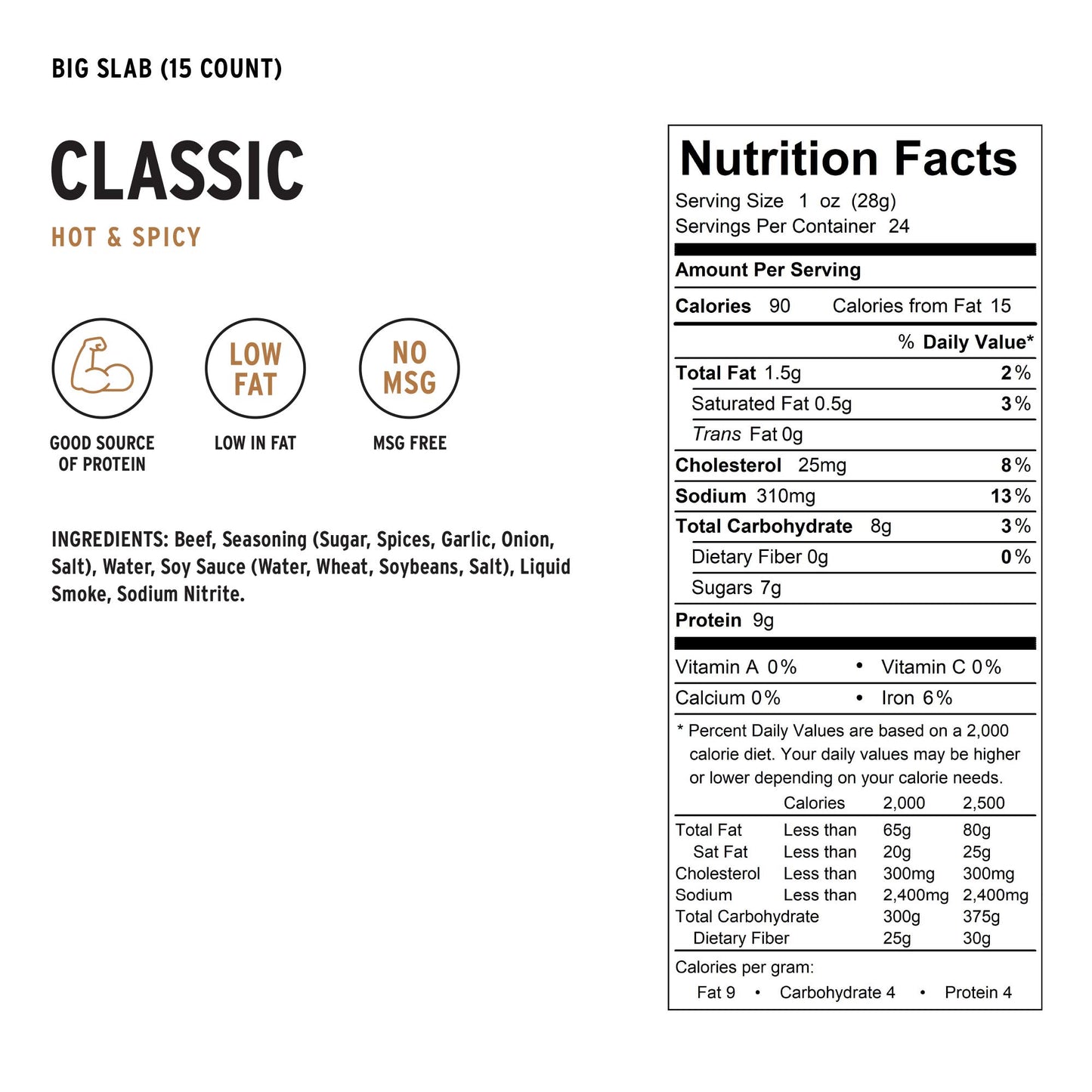 Peoples Choice Beef Jerky - Classic Hot & Spicy - 3 Ounce - Whole Muscle Premium Cuts - Low Sodium High Protein Snack