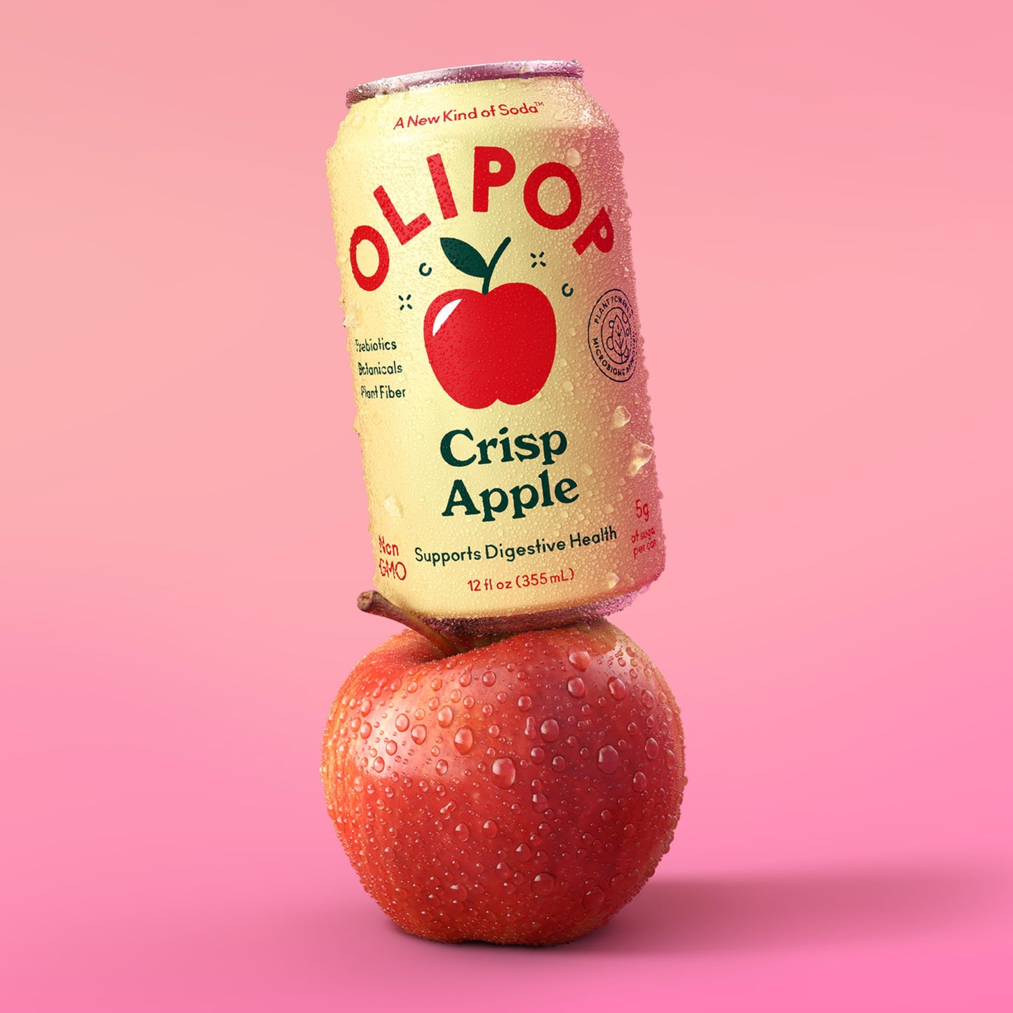 Olipop - Crisp Apple Sparkling Tonic, A New Kind Of Soda, Prebiotic Soft Drink, 9G Of Dietary Plant Fiber, Botanical-Rich, 5G Sugar Per Can, Caffeine-Free, Low-Calorie, Vegan, Non-Gmo (12Oz, 12-Pack)