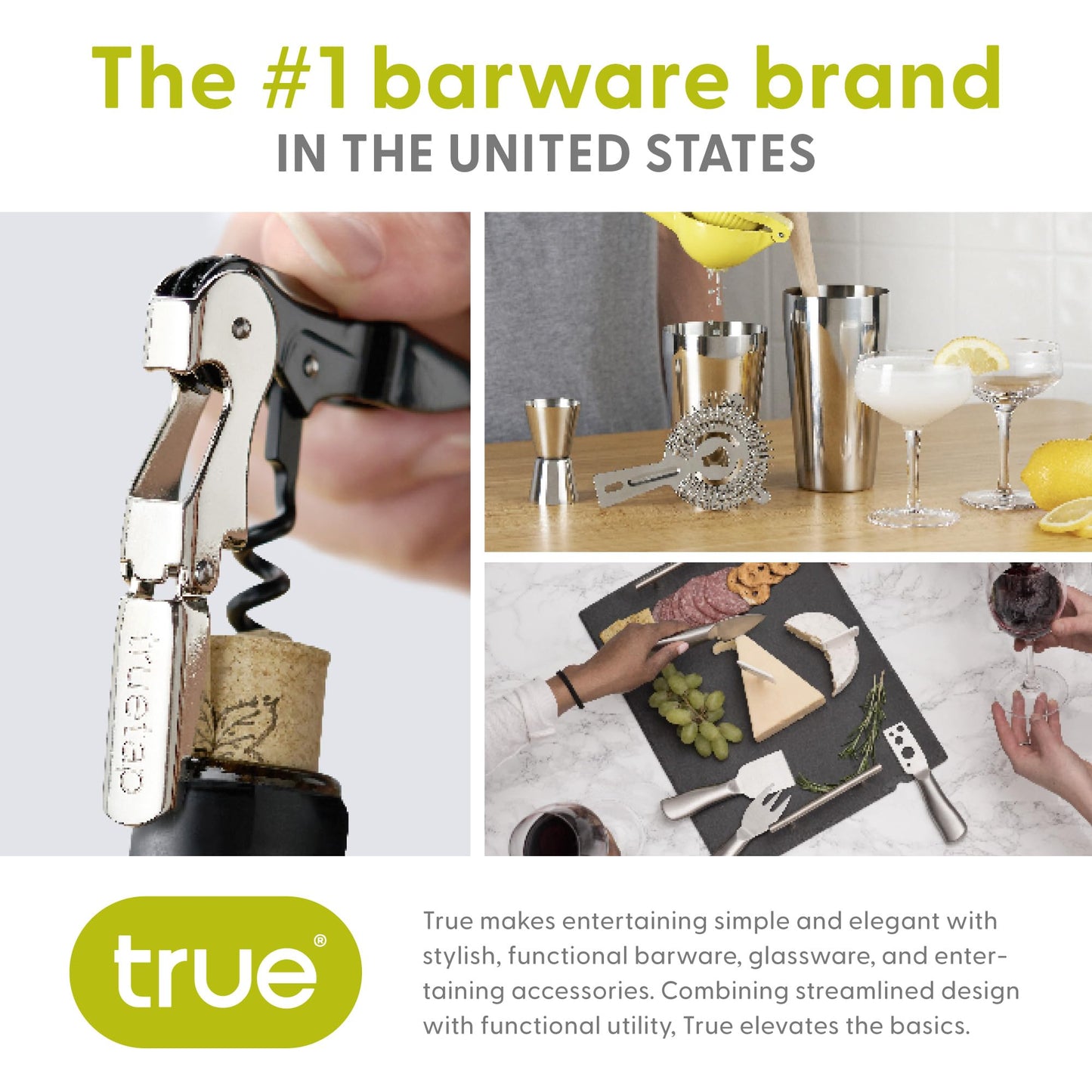 True Gourmet 4-Piece Stainless Steel Cheese Cutting Tool Set With Acacia Wood Handles For Charcuterie Board, Includes 3 Cutting Tool & 1 Fork, Hosting Essentials