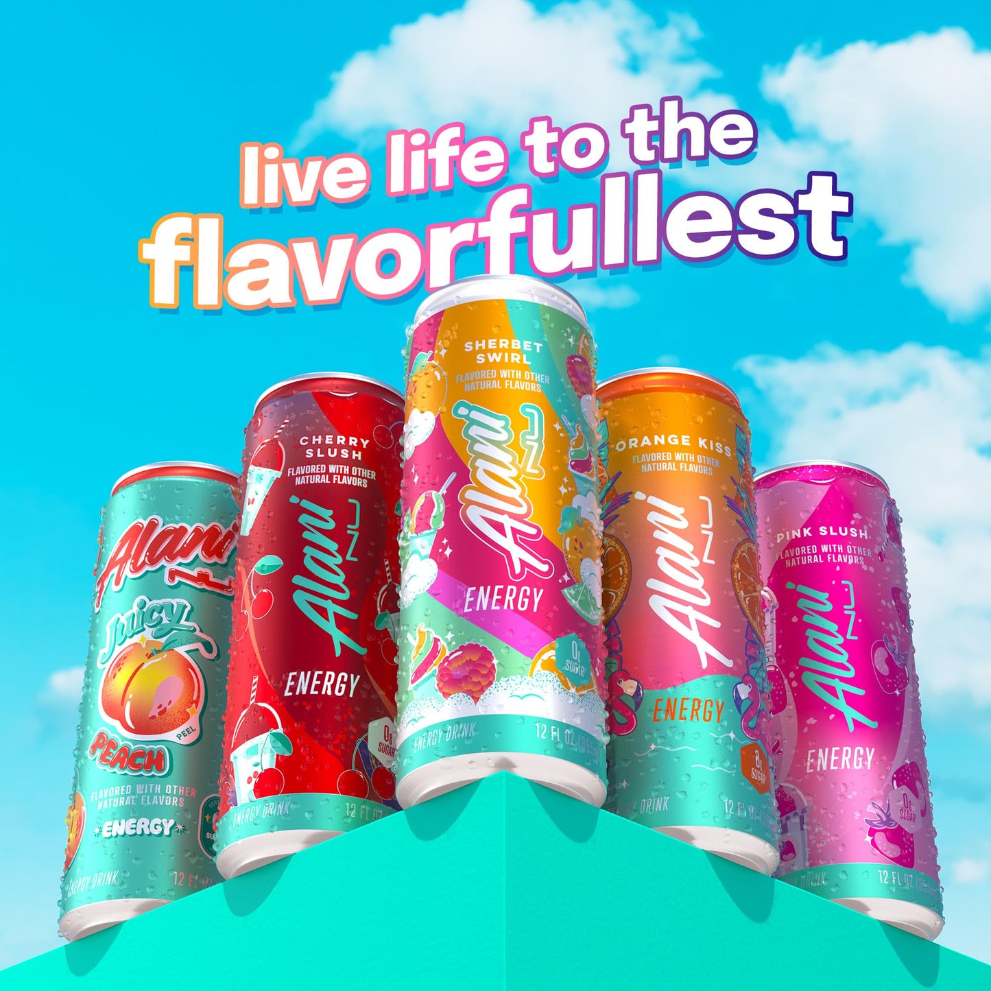 Alani Nu SHERBET SWIRL Sugar Free  Low Calorie Energy Drinks  200mg Caffeine  Biotin B Vitamins  Zero Sugar  10 Calories  12 Fl Oz Cans  24 Pack