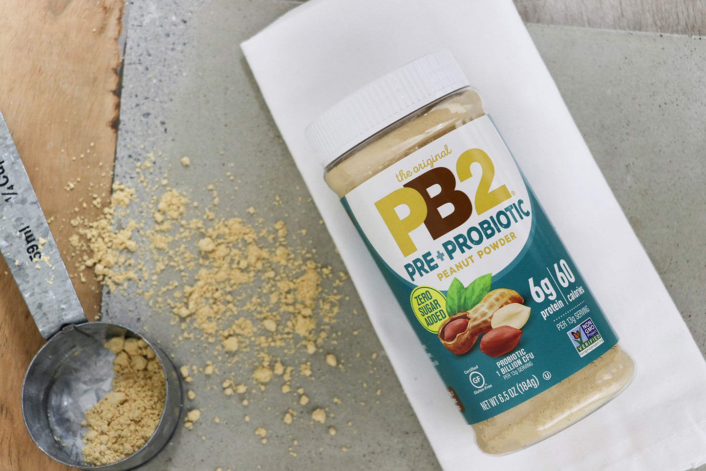 PB2 Peanut Butter Powder - No Sugar Added, Supplemented with Prebiotics + Probiotics, Gluten Free, Non-GMO [6.5 oz]