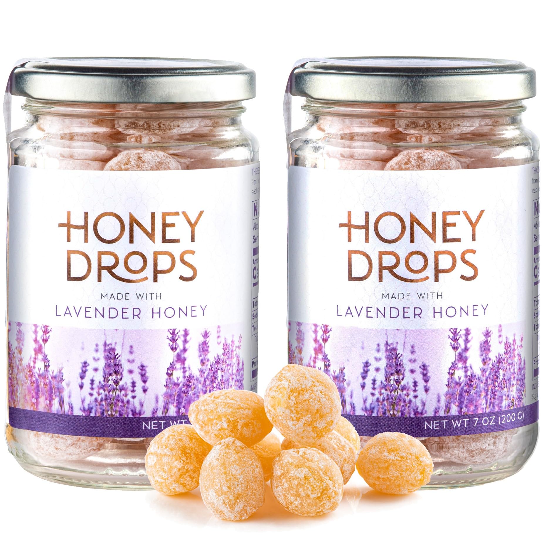 Gourmanity Honey Drops Made With Lavender Honey, Fruity And Floral Touch Carefully Crafted From Natural Honey, Gift Your Family Artisan European Candy, Made In Provence, France, 7Oz (Pack Of 2)