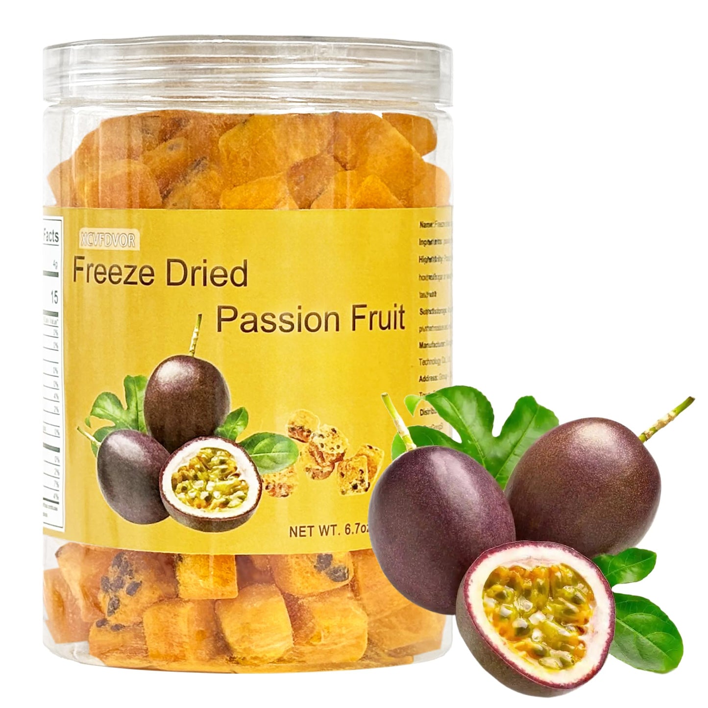 XCVFDVOR Freeze-Dried Passion Fruit, No Added Sugar, 190g (6.7oz)