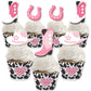 Big Dot of Happiness Cupcake Decoration Kit, Pink Western, Set of 24, Rodeo Cowgirl, Paper
