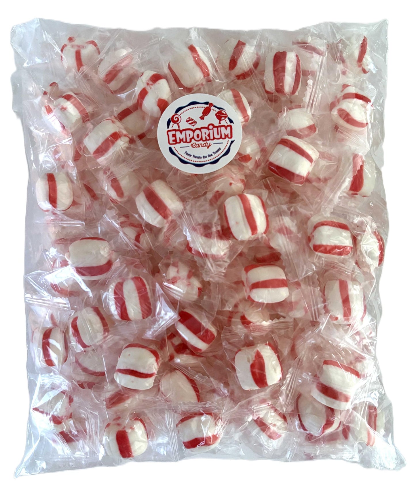 Soft Peppermint Puffs - 2 lbs of Red and White Individually Wrapped Creamy Peppermint Candy