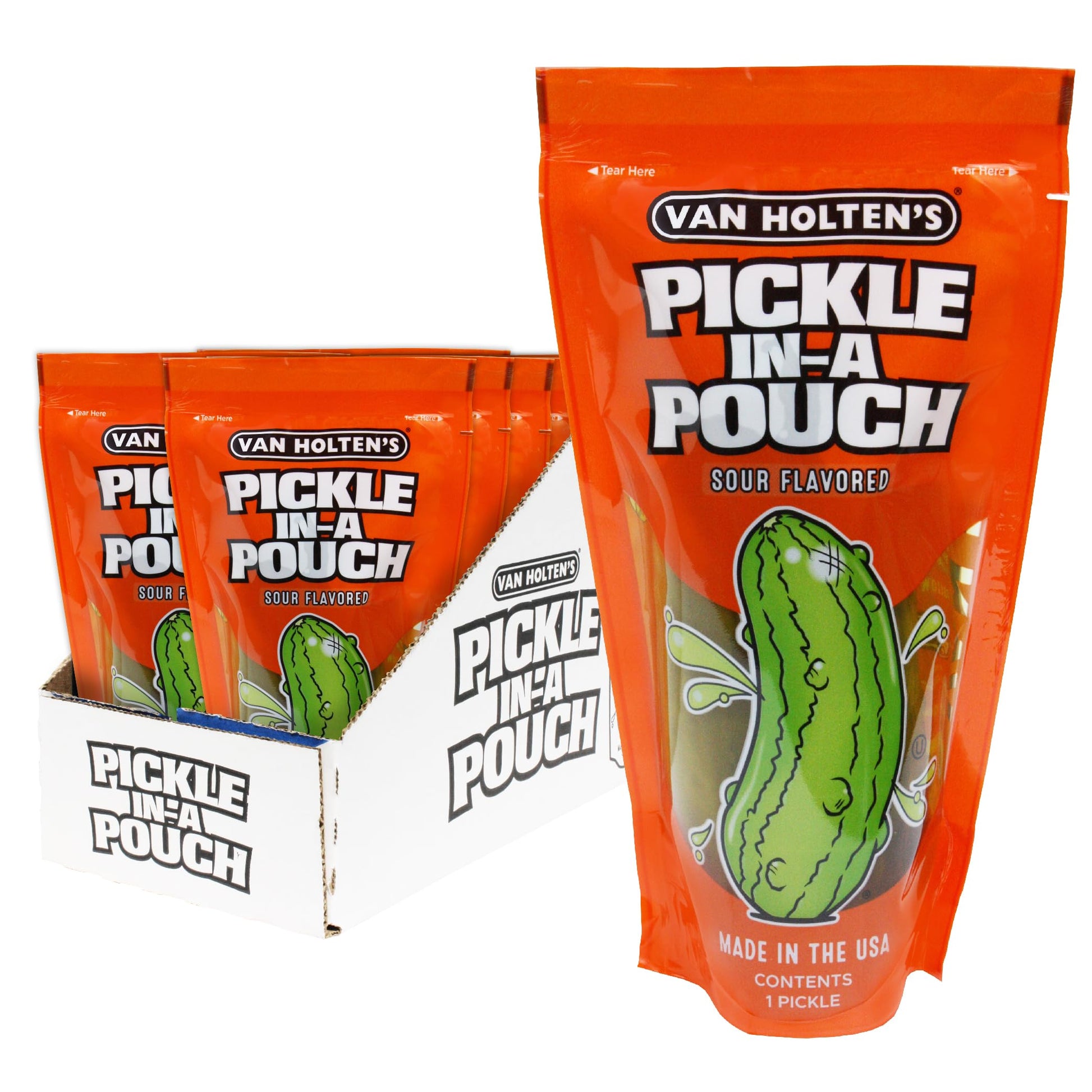 Van Holtens Pickles Jumbo Sour Pickle-In-A-Pouch 12 Count Pack