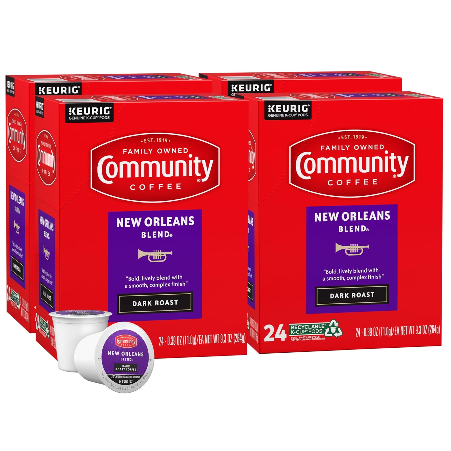 Community Coffee New Orleans Blend Coffee Pods, Dark Roast, Compatible with Keurig 2.0, 96 Count (Pack of 1)