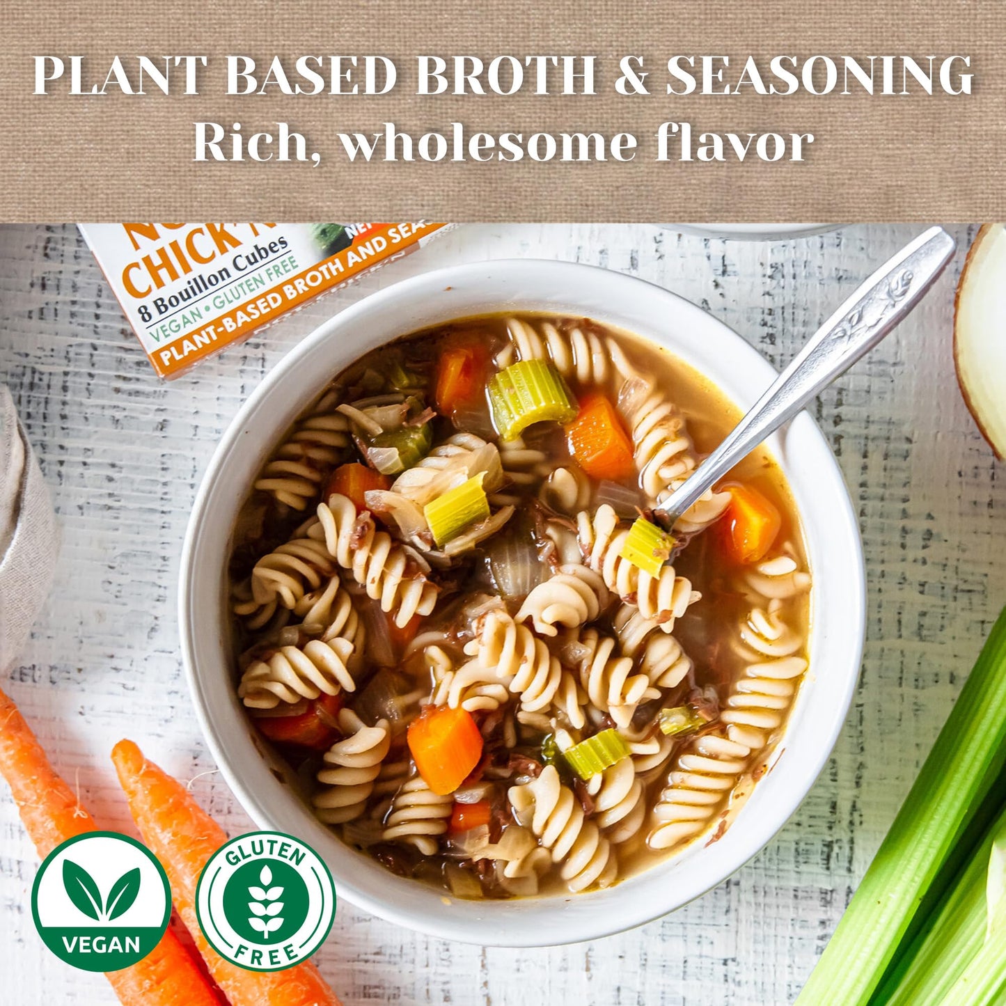 Edward & Sons Not Beef + Not Chicken Bouillon Cubes - Vegan, Chicken Stock, Gluten Free, Vegetable Broth, Organic Bouillon Cubes, Chicken Broth, Plant-Based, Palm Oil Free, No Trans Fat - 1 Of Each
