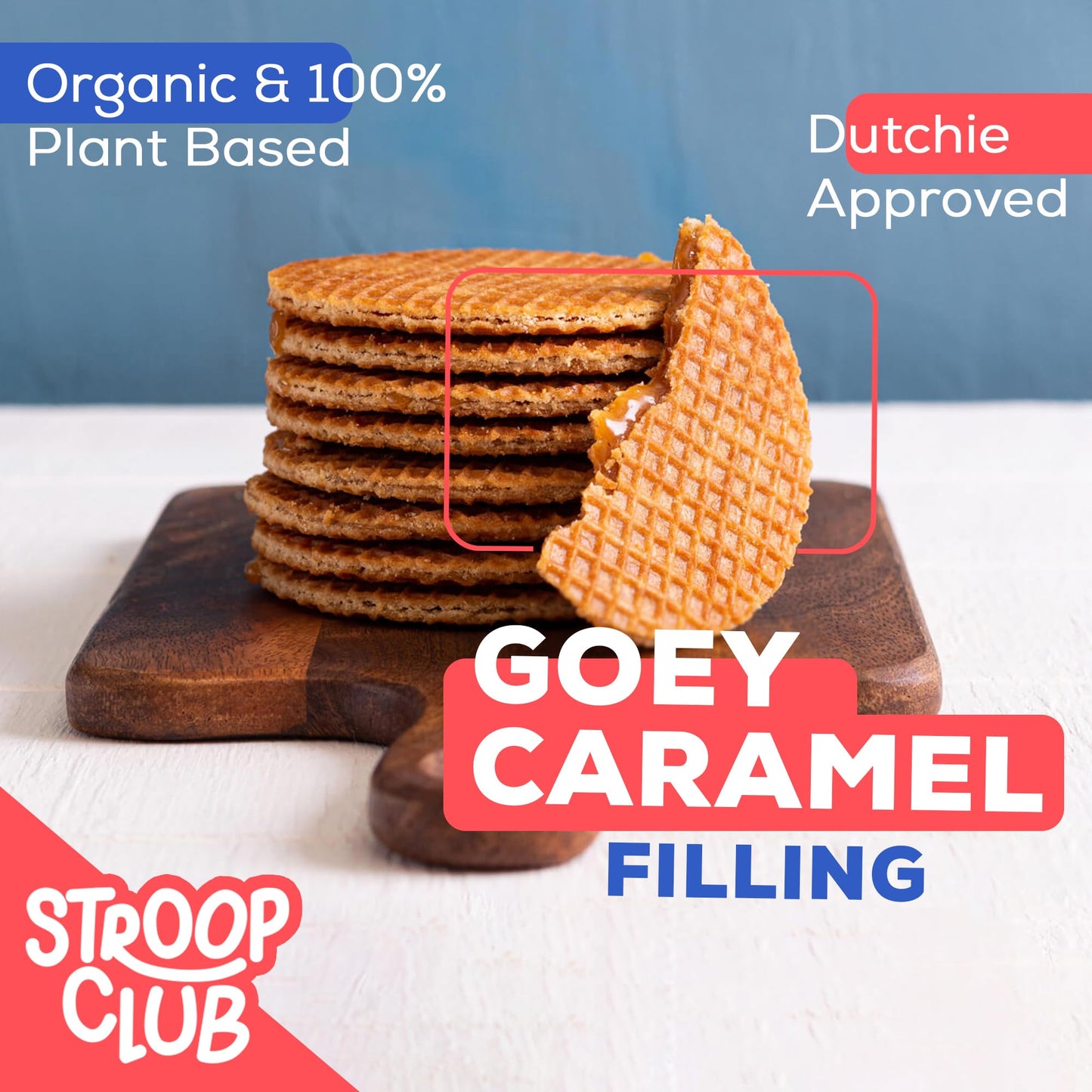 Stroop Club Traditional Organic Stroopwafel Caramel Treats | Vegan, Plant-Based and Dutch-Approved Indulgence - 24 Vegan Waffle