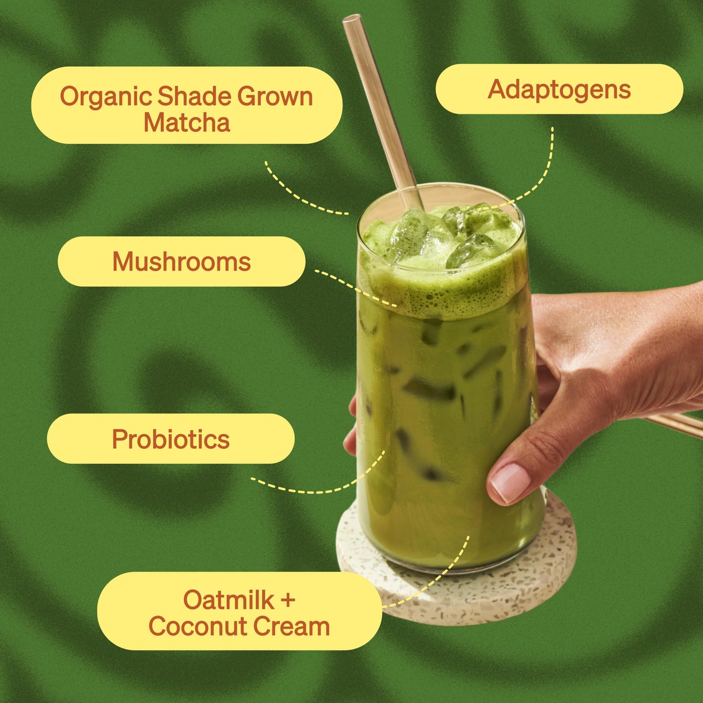 Clevr Blends Organic Matcha Green Tea Latte, Instant Ceremonial Grade Matcha, Superfood Powder Blend With Oat Milk, Lions Mane,