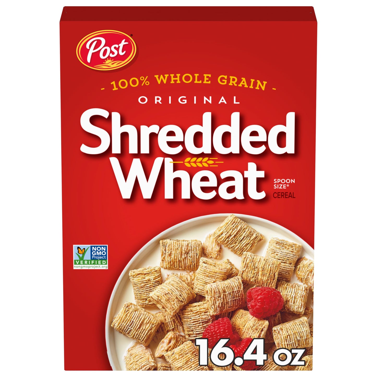 Post Spoon Size Shredded Wheat, Whole Grain Cereal, Excellent Source of Fiber, Kosher 16.4 Oz Box (Pack of 6)