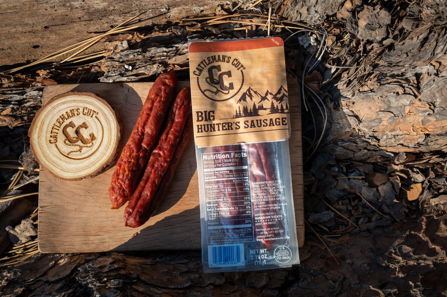 CATTLEMANS CUT Big Hunters Sausage, 2.75 Ounce, Pack of 6