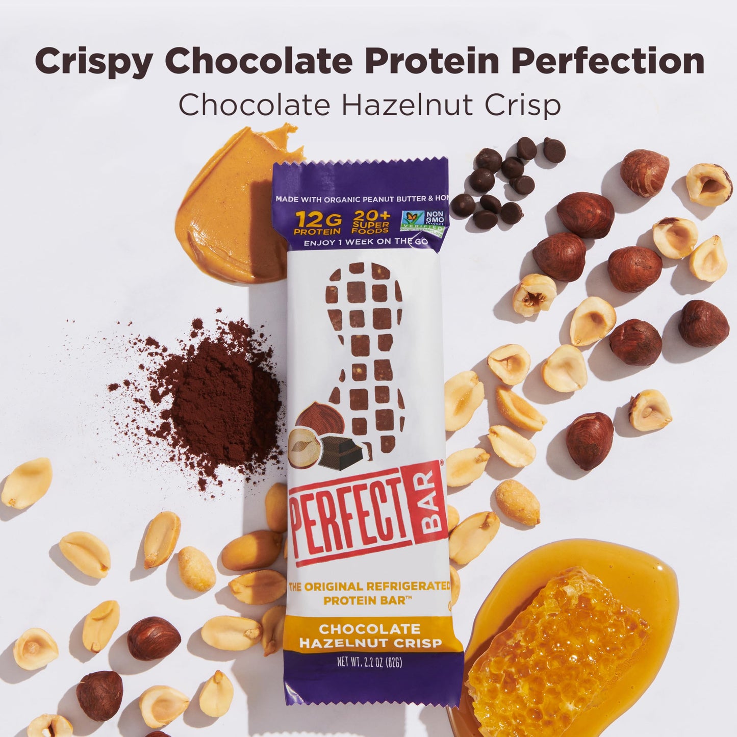 Perfect Bar Original Refrigerated Protein Bar, Chocolate Hazelnut Crisp, 2.3 Ounce Bars, 8 Count (Pack of 3)