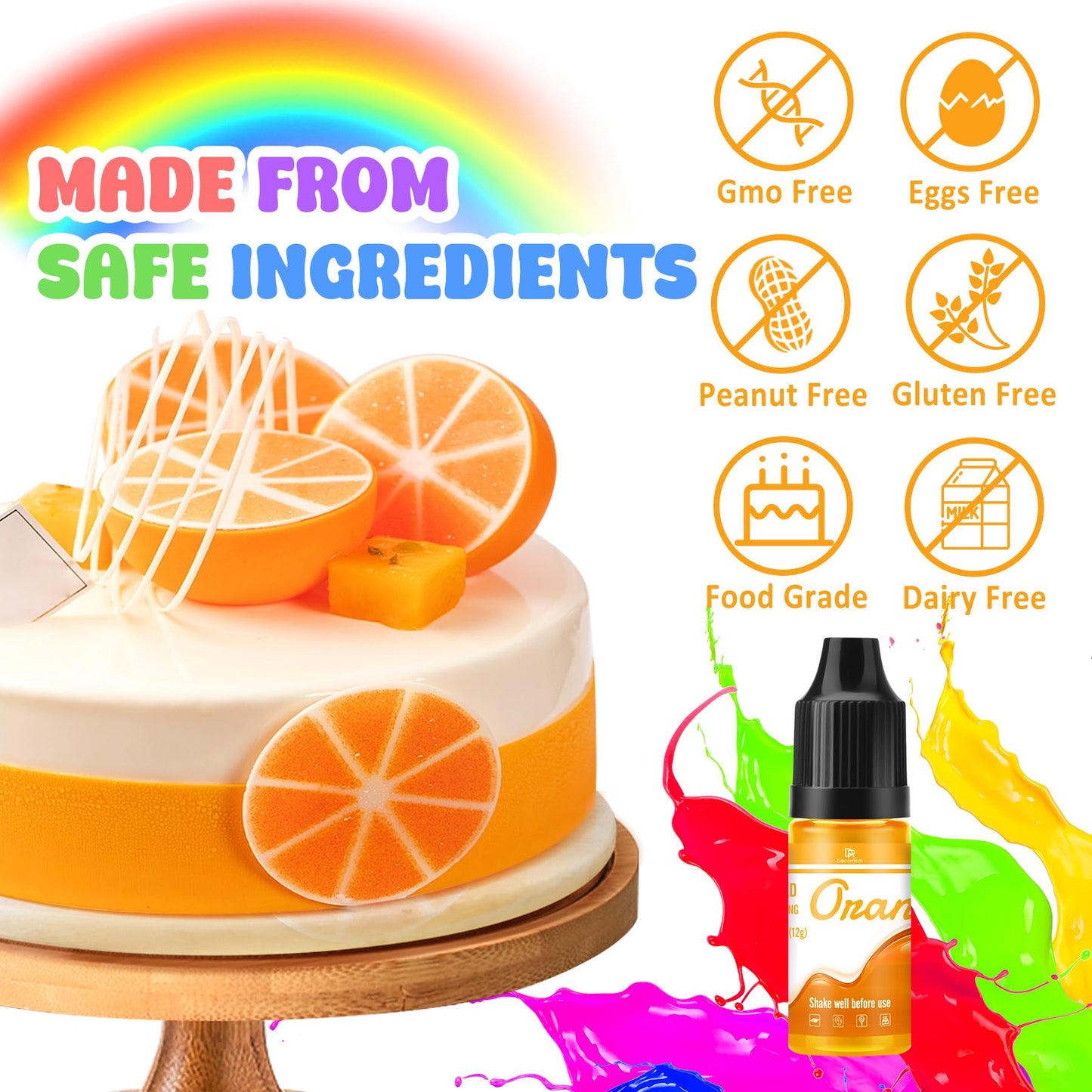 Oil Based Food Coloring - Rainbow Fat Soluble Food Coloring Set For Chocolate, Candy Melts, Buttercream, Baking - 7 Colors Upgra