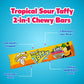 Warheads Tropical Sour Taffy 2-In-1 Chewy Bars - Tropical Candy Variety Pack - Assorted Flavors, Individually Wrapped Chewy Bars