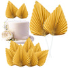 Gyufise 6Pcs Paper Palm Fan Cake Toppers Palm Leaf Fan Cake Topper Palm Spear Leaf Cupcake Toppers Cake Insert Decoration For Ca