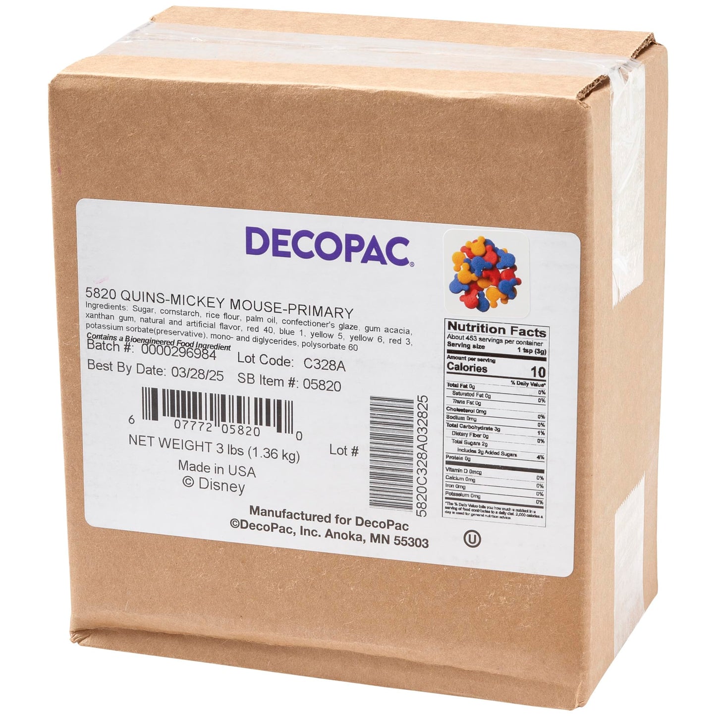 DecoPac Mickey Mouse Quins, Primary Colors, 3 Pounds, Red, Blue, Yellow