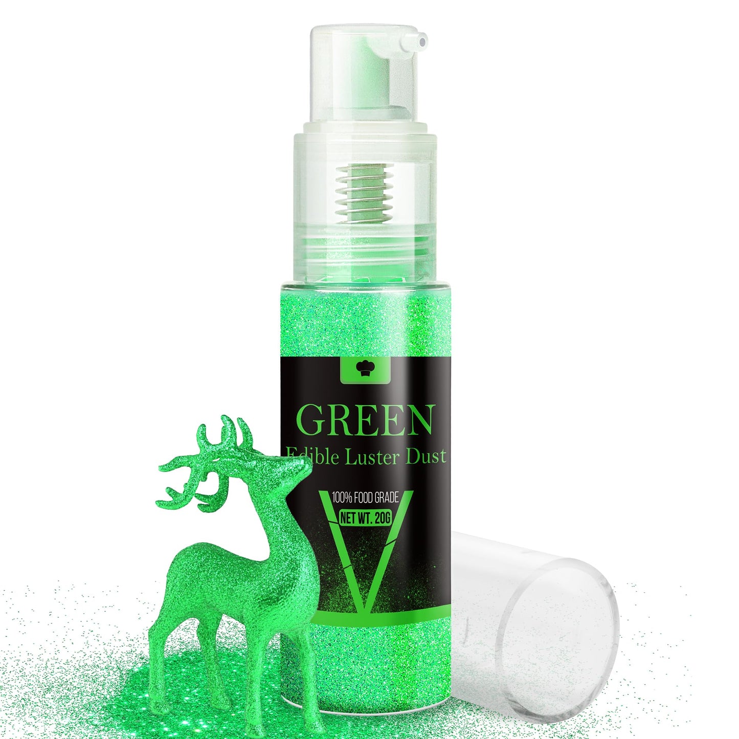 Vividye Edible Glitter Spray - 20g Green Luster Dust for Cocktails, Cakes, Cupcakes, and Beverages