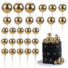 Gyufise 30Pcs Mini Balloon Cake Topper Gold Foam Ball Cake Picks Cupcake Faux Pearl Balls Diy Cake Insert Topper Decoration For
