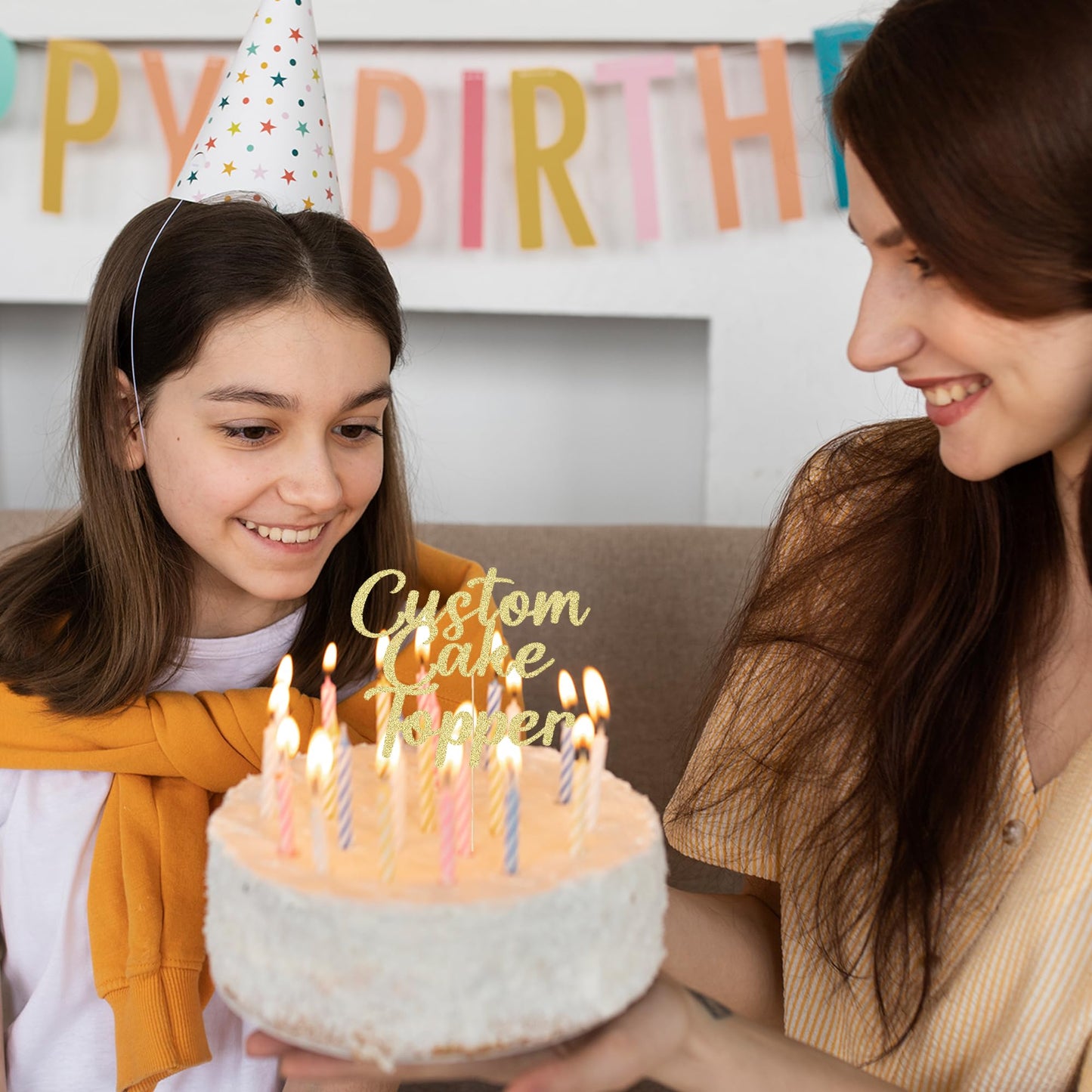 Personalized Cake Toppers Custom Happy Birthday Cake Toppers Wedding Cake Toppers Gifts for Women Men 11 Colors Cake Decorations