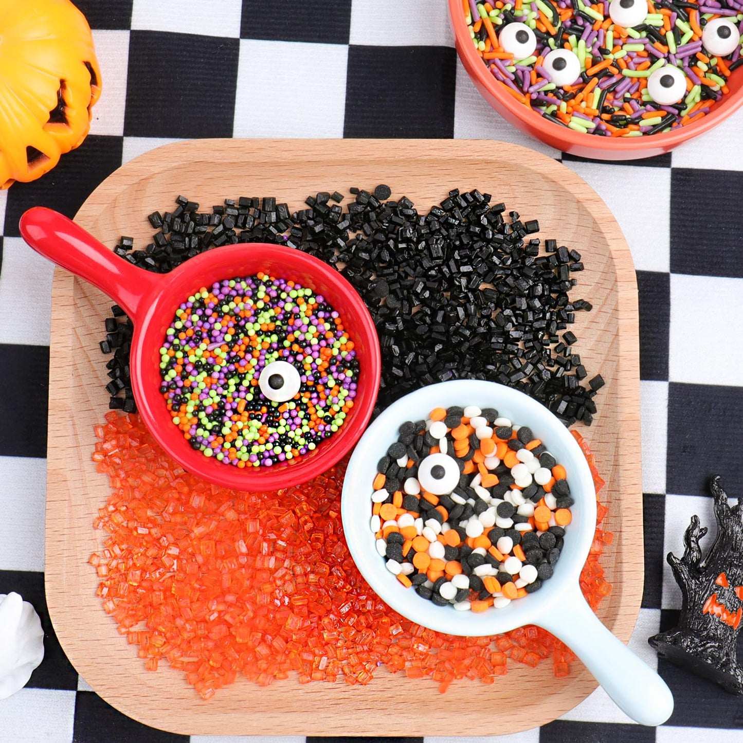 Halloween Sprinkles Edible  5oZ Fall Eyeball Sprinkles for Cake Decorating with White Black Orange Confetti Nonpareils Jimmies and Sugar  Cupcakes Cookie Ice Cream Baking Toppings