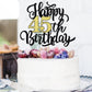 Leetaivie Happy 45Th Birthday Cake Topper, Black Gold Glitter Birthday Cake Topper, 45Th Anniversary/ 45Th Birthday Party Decora
