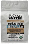 Lucy Jos Coffee Organic Mellow Belly Breakfast Low Acid Blend Ground Coffee, Medium Roast, 11 oz