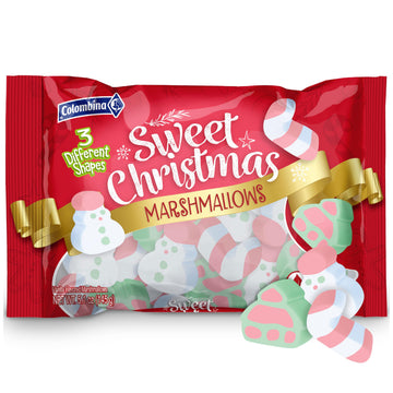 Colombina Sweet Christmas Marshmallows, Soft, Assorted Vanilla Bean Marshmallows, Christmas Trees, Candy Canes, And Santas, 5.1Oz (Pack Of 1)